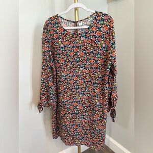 ❤️ Old Navy Beautiful Floral Long Sleeve Dress XL Tie at Sleeve